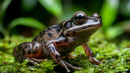 Fototapeta premium Tropical frog in natural habitat, a vibrant symbol of rainforest beauty and unique sound