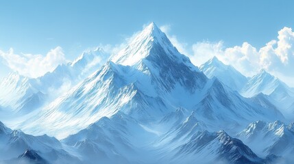 Obraz premium Majestic Snowy Mountain Peaks Against a Clear Blue Sky