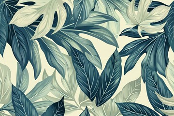 A natural arrangement of softly colored green and yellow leaves forms a calming, minimalist background, suited for designs related to nature.