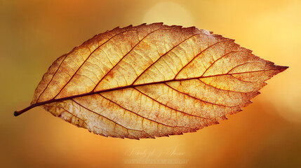 Fototapeta premium Dried leaf detail in golden light
