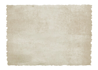 Old vintage piece of paper with torn ripped jagged edges. Antique ragged worn faded parchment background texture 