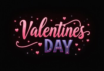 Valentine's day colorful calligraphic shining shiny smooth lettering on plain black background
