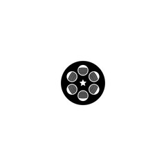 Film reel and star icon isolated on white background
