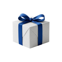 Obraz premium Cutout of a White Box with Royal Blue Ribbon
