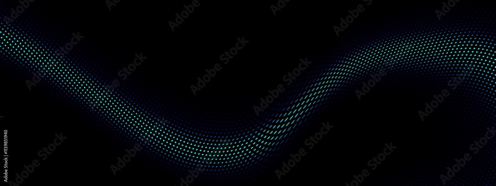 Aufkleber blue teal digital particles wave flow, digital cyberspace abstract background