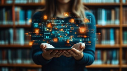 Online Learning Concept with Digital Interface in Library Setting