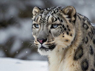 Fototapeta premium white snow leopard portrait
