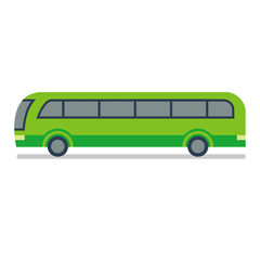 Green bus vector illustration, green bus clip art, green city passenger bus flat design, side view