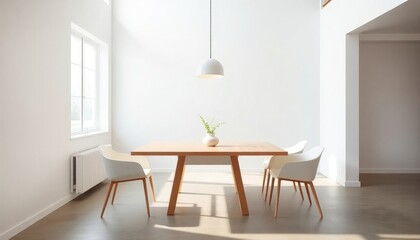 Minimalist Style - Dining Room Interior Design With Minimalist Concept - Hotel Dining Room - Apartment Dining Room Interior With Table Chairs - Interior Design - Dining Room Minimalist