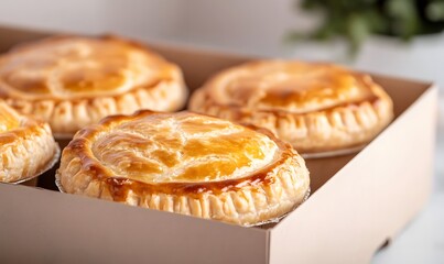 Freshly baked pork pies, Generative AI 