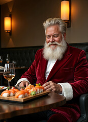 babbo natale mangia al ristorante