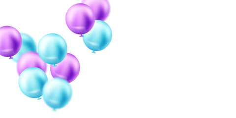 Banner template vector background design blue and purple 3d balloons beautiful illustration