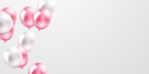 3d pink balloon design background beautiful banner illustration vector template