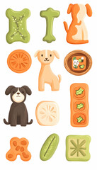 Fototapeta premium Illustration of dog treats and cute dogs.