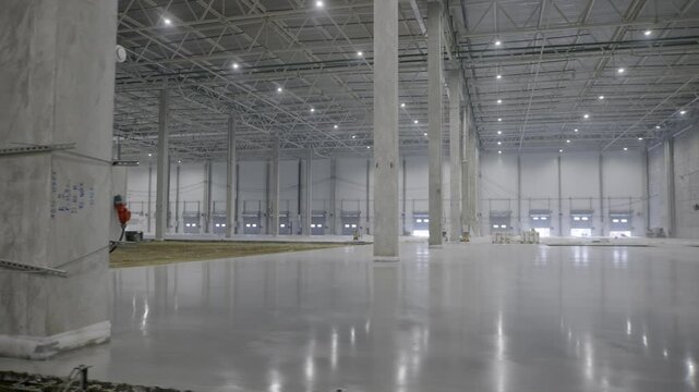 This Industrial Warehouse has a stunning Reflective Floor and exceptionally Bright Lighting. Clip
