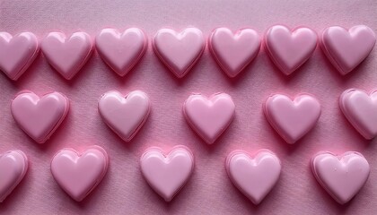 Fototapeta premium Pink Heart-Shaped 3D Balloons Arranged in a Seamless Pattern on Textured Pink Background. Perfect for Valentine’s Day, Romantic Designs, Party Decorations, Wallpapers and Love Themed Creative Project