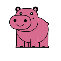 Cartoon illustration of a hippo