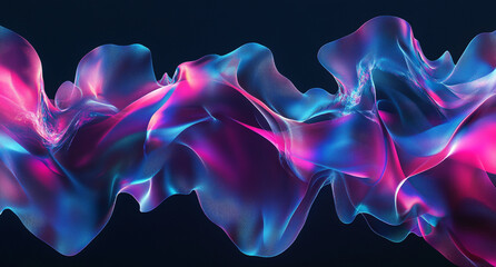 Obraz premium Abstract vector waves of sound or music with pink and blue colors on a dark background