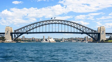 Sydney harbour bridge under a clear blue sky, symbolizing connection and beauty.
