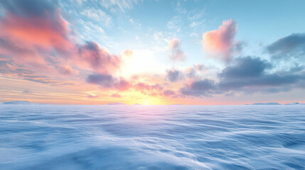 Obraz premium Winter Sunset Landscape Illustration