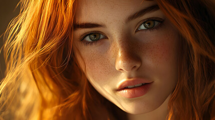 Redhead Girl Portrait 3D Illustration