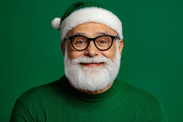 A man wearing a santa hat and glasses