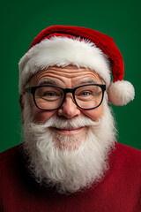 Naklejka premium A man with a white beard wearing a santa hat and glasses