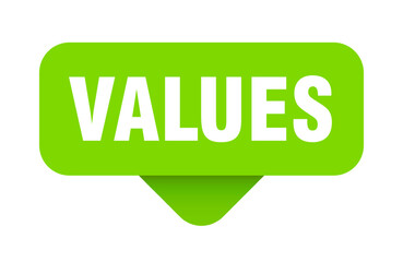 VALUES button, sticker, sign