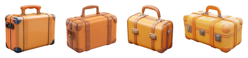 Stylish vintage travel suitcases in warm tones