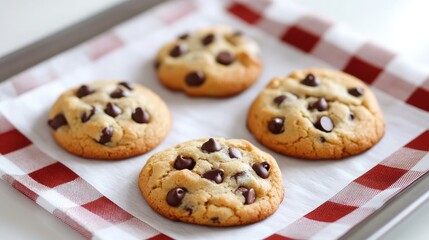 Freshly Baked Chocolate Chip Cookies on a Tray