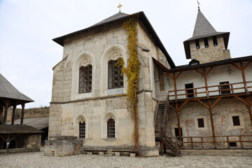 Khotyn fortess, castle in Ukraine in autumn. One of seven wonders of Ukraine. Exterior view of Khotyn Fortress, fortification complex on Dniester bank in Khotyn town, outdoors