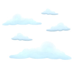 Watercolor illustration of Group clouds 