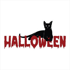 Halloween text design with cat