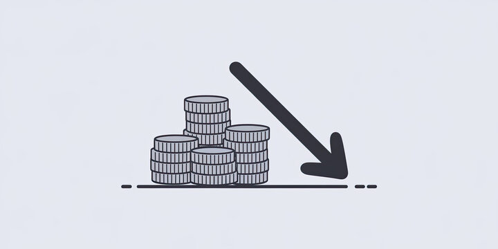 Decreasing Stack of Coins Financial Loss Concept