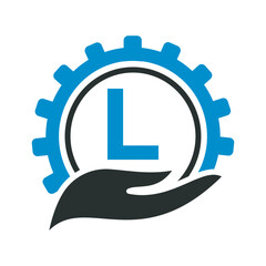 Initial Gear Logo combine with letter L vector template