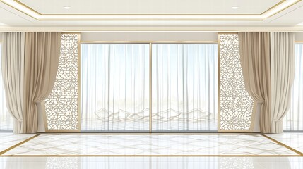 Elegant Interior Design with Sheer Drapes and Decorative Elements