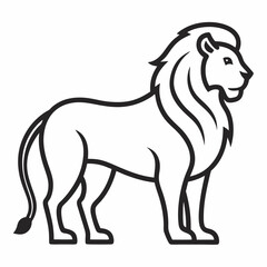 Barbary lion line art victor on white background