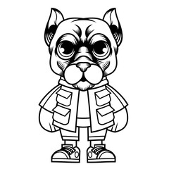 Mascot character design cartoon of pitbull outline