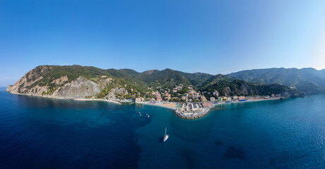 Monterosso in Cinque Terre. Panorama image of the famous town in Liguria, Italy.