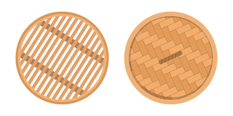Traditional bamboo steaming basket isolated