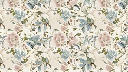Elegant Pastel Floral Design Seamless Pattern Artwork