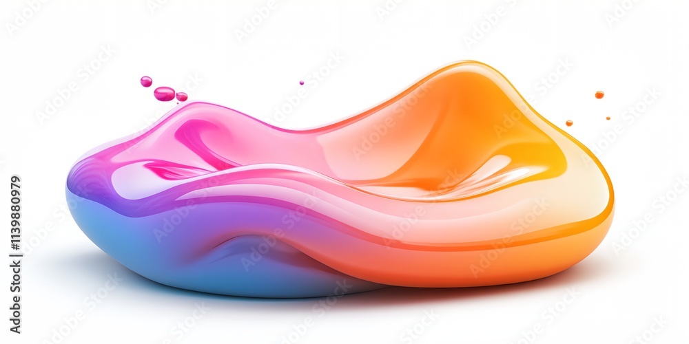 Poster a colorful, abstract object with a rainbow pattern. the object is made of a shiny, reflective materi