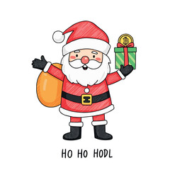 Vector a cartoon Bitcoin Santa Claus  T-shirt art design