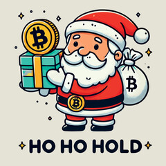 Vector a cartoon Bitcoin Santa Claus  T-shirt art design