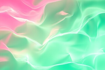 Obraz premium Vivid pink and green neon light waves with fluid motion