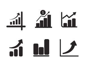 Growing graph set. Growth success arrow icon. Growing graph icon set. Growth chart icon. Growing bar graph. Vector illustration.