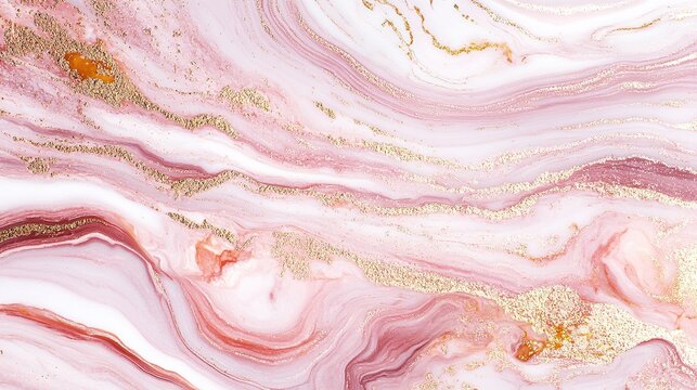 Elegant pink marble texture with golden veins, luxury background