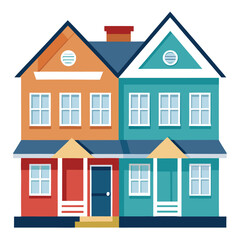  Duplex house Silhouette Vector 