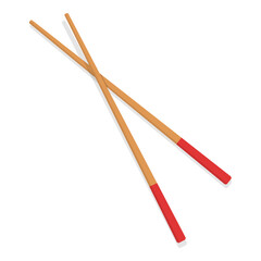 Wooden chopsticks on white background