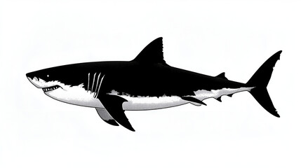 Fototapeta premium shark silhouette isolated on black